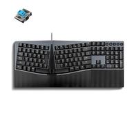 Perixx PERIBOARD-535BL - Teclado mecánico ergonómico con cable, tamaño completo, interruptores azules de bajo perfil, compatible con Windows y macOS
