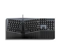 Perixx PERIBOARD-535RD Teclado mecánico ergonómico dividido con cable, interruptores lineales rojos de perfil bajo, función programable con teclas macro, compatible con Windows y Mac OS X, inglés de