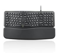 Perixx PERIBOARD-536B US, Teclado USB Compacto con Cable ergonómico - 16,34 x 5,71 x 1,61 Pulgadas Dimensión - Build-in Number Pad - Desmontable Wrist Rest - Silent Typing - Negro