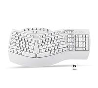 Perixx PERIBOARD-612W - Teclado ergonómico inalámbrico con doble modo, 2,4 G y Bluetooth, compatible con Windows 10 y Mac OS X, color blanco