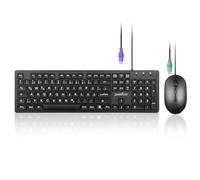 Perixx PERIDUO-117P - Juego de ratón para Teclado PS2 estándar con Cable, diseño alemán QWERTZ, Juego de ratón óptico PS2 de 3 Botones, Cable de 1,8 m, Color Negro