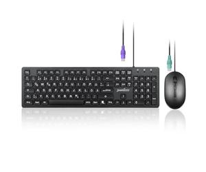 Perixx PERIDUO-117P - Juego de ratón para Teclado PS2 estándar con Cable, diseño alemán QWERTZ, Juego de ratón óptico PS2 de 3 Botones, Cable de 1,8 m, Color Negro