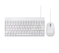 Perixx PERIDUO-212 Mini teclado y ratón con cable con 12 teclas multimedia, color blanco, diseño del Reino Unido