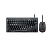 Perixx PERIDUO-212 Mini teclado y ratón con cable con 12 teclas multimedia, negro, diseño del Reino Unido