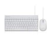 Perixx PERIDUO-212 Set Ratón y Mini Teclado USB Cableado para Windows, Teclas Elección Rápida y Multimedia, Layout Italiano QWERTY, Blanco