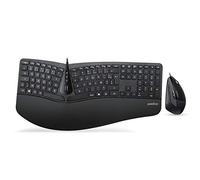 Perixx PERIDUO-505, Combo ergonómico, Teclado y ratón con Cable USB para Windows - Ratón Vertical con Rueda de Desplazamiento inclinable, reposamuñecas Ajustable, AZERTY