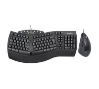 Perixx PERIDUO-512B - Juego ergonómico de Teclado y ratón - Ratón de diseño Vertical, con Cable, USB, Color Negro - Cómodo diseño QWERTZ