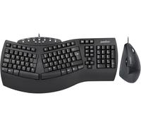 Perixx PERIDUO-512B US, Combo de Teclado ergonómico con Cable y Mouse Vertical, USB, Negro, inglés de EE. UU