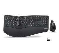 Perixx PERIDUO-605 Combo ergonómico Teclado y ratón inalámbrico USB, ratón Vertical con Rueda reclinable, reposamuñecas Ajustable, azerty Compatible con Windows
