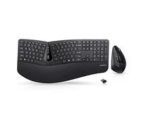 Perixx Periduo-605, Pack de Teclado Ergonómico Inalámbrico, separación de teclas y Ratón Vertical con reposa muñeca y Teclas de Membrana Low Profile