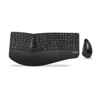 Perixx Periduo-605, teclado dividido ergonómico inalámbrico y ratón vertical, reposamanos ajustable y teclas de perfil bajo de membrana, Reino Unido QWERTY