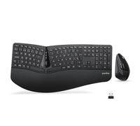 Perixx Periduo-605ES, Combo de Teclado Ergonómico Dividido Inalámbrico y Ratón Vertical - Reposamanos Ajustable - Teclas de Perfil Bajo de Membrana - Layout QWERTY Español