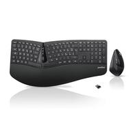 Perixx Periduo-605US, Combo Tastiera Ergonomica Divisa Wireless e Mouse Verticale - Poggiapolsi Regolabile - Tasti a Membrana a Basso Profilo - Disposición QWERTY Italiano - Nero