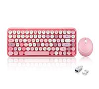 Perixx PERIDUO-713 DE Mini Tastatur und Maus Set Retro Vintage Design Rosa
