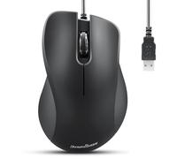 Perixx PERIMICE-221U Ratón USB ergonómico con Cable - Óptico con 1200 dpi - Cable de 1,5 Metros - Negro