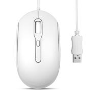 Perixx PERIMICE-222U Ratón USB con Cable - Cable Largo de 1,8 m - Diseño óptico 1200/1600/2000 dpi - Blanco
