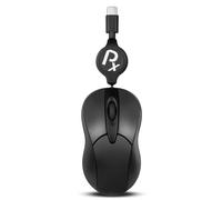 Perixx PERIMICE-405CR - Ratón portátil USB-C con cable, cable retráctil USB-C de 2.5 pies para laptop, tableta o smartphone, clic silencioso, color negro