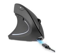 Perixx PERIMICE-713LR - Ratón Vertical inalámbrico Recargable para Zurdos - Doble Carga (Cable e inalámbrico) - 6 Botones - Diseño zurdo