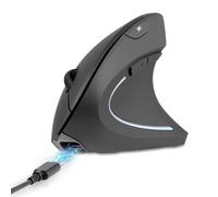 perixx PERIMICE-713R - Ratón Vertical inalámbrico Recargable, función de Carga Dual con Cable e inalámbrica, diseño de 6 Botones, Color Negro, diseño para diestros