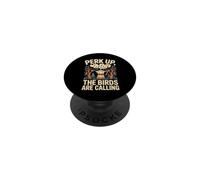Perk Up The Birds Are Calling Aves y Café Retro PopSockets PopGrip Adhesivo