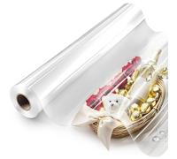 PerkHomy - Rollo de celofán transparente de 32 pulgadas x 100 pies, 3 mil de grosor para cesta de regalo, regalos, manualidades, ramo de flores (transparente, 100 pies (32 pulgadas de ancho)