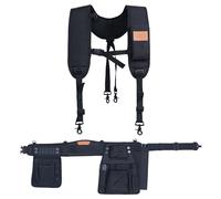 Perkins Builder Brothers Essential Tool Belt Set con tirantes, ideal para enmarcadores, carpinteros y contratistas, tamaño mediano, color negro