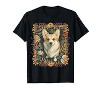 Perky Pembroke Welsh Corgi Vintage Británico Botánico Camiseta