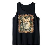 Perky Pembroke Welsh Corgi Vintage Británico Botánico Camiseta sin Mangas