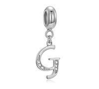 Perla de letras Fantasticharm para pulsera Pandora, perlas de letras de plata de ley 925 auténtica, cristal del alfabeto, compatible con pulseras y collares europeos (letra G)
