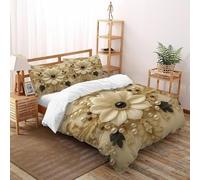 Perla Floral De Ropa De Cama para Elegant Garden Flores con Impresión En 3D Juego De Funda para Edredón con Cremallera Microfibra Suave Funda Nordica con Fundas De Almohada Super King（260x220cm）