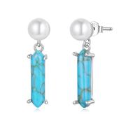 Perla turquesa Stud Pendientes de plata esterlina 925 minimalista elegante uso diario