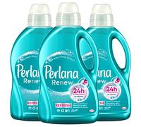 Perlana Renueva y Refresca - Detergente líquido para tejidos mixtos y sintéticos, 3 botellas de 1,44 litros contra malos olores, frescura y larga duración