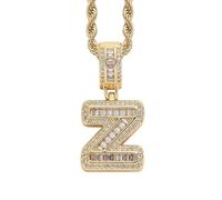 Perlas Bijoux Bijoux Gold Initial Necklace For Women Men Copper Plated Real Gold Inlaid 5A+ Cubic Zirconia Iced Out Letter Pendant With 24 Inch Rope Chain Alphabet Name Collares Limpiador Estuche