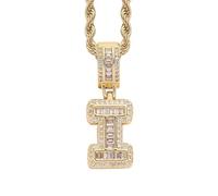 Perlas Bijoux Bijoux Gold Initial Necklace For Women Men Copper Plated Real Gold Inlaid 5A+ Cubic Zirconia Iced Out Letter Pendant With 24 Inch Rope Chain Alphabet Name Collares Limpiador Estuche