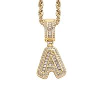 Perlas Bijoux Bijoux Gold Initial Necklace For Women Men Copper Plated Real Gold Inlaid 5A+ Cubic Zirconia Iced Out Letter Pendant With 24 Inch Rope Chain Alphabet Name Collares Limpiador Estuche