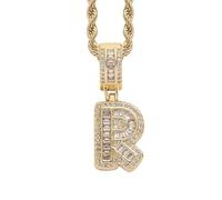 Perlas Bijoux Bijoux Gold Initial Necklace For Women Men Copper Plated Real Gold Inlaid 5A+ Cubic Zirconia Iced Out Letter Pendant With 24 Inch Rope Chain Alphabet Name Collares Limpiador Estuche