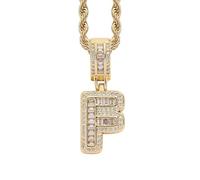 Perlas Bijoux Bijoux Gold Initial Necklace For Women Men Copper Plated Real Gold Inlaid 5A+ Cubic Zirconia Iced Out Letter Pendant With 24 Inch Rope Chain Alphabet Name Collares Limpiador Estuche