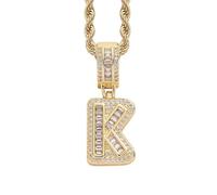 Perlas Bijoux Bijoux Gold Initial Necklace For Women Men Copper Plated Real Gold Inlaid 5A+ Cubic Zirconia Iced Out Letter Pendant With 24 Inch Rope Chain Alphabet Name Collares Limpiador Estuche