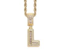 Perlas Bijoux Bijoux Gold Initial Necklace For Women Men Copper Plated Real Gold Inlaid 5A+ Cubic Zirconia Iced Out Letter Pendant With 24 Inch Rope Chain Alphabet Name Collares Limpiador Estuche