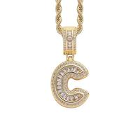 Perlas Bijoux Bijoux Gold Initial Necklace For Women Men Copper Plated Real Gold Inlaid 5A+ Cubic Zirconia Iced Out Letter Pendant With 24 Inch Rope Chain Alphabet Name Collares Limpiador Estuche