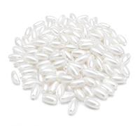 Perlas cultivadas de imitación, perlas de cera, 300 unidades, 8 x 4 mm, color blanco, ovalado, perlas artificiales, para bodas, fiestas, decoración de joyas, manualidades