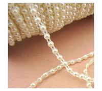 Perlas de cadena de cuentas, guirnalda de cadena, Cadena de cuentas de imitación ABS de 4 mm, color blanco/rosa, 5 m/lote, parte trasera plana y media caña, for decoración DIY(Ivory)