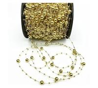 Perlas de cadena de cuentas, guirnalda de cadena, Cadena de perlas de 2 yardas, 8,3 mm, decoración, perlas artificiales, cadena de perlas, guirnalda de flores, decoración for fiestas de bodas(Gold)