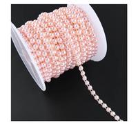 Perlas de cadena de cuentas, guirnalda de cadena, Cadena de perlas de imitación de 3 yardas y 6 mm de ancho con parte posterior plana y media caña, adorno for costura, decoración de tartas, maquillaje