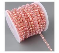 Perlas de cadena de cuentas, guirnalda de cadena, Cadena de perlas de imitación de 3 yardas y 6 mm de ancho con parte posterior plana y media caña, adorno for costura, decoración de tartas, maquillaje