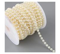 Perlas de cadena de cuentas, guirnalda de cadena, Cadena de perlas de imitación de 3 yardas y 6 mm de ancho con parte posterior plana y media caña, adorno for costura, decoración de tartas, maquillaje