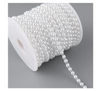 Perlas de cadena de cuentas, guirnalda de cadena, Cadena de perlas de imitación de 3 yardas y 6 mm de ancho con parte posterior plana y media caña, adorno for costura, decoración de tartas, maquillaje