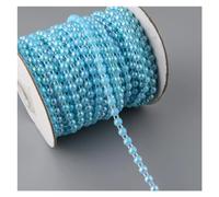 Perlas de cadena de cuentas, guirnalda de cadena, Cadena de perlas de imitación de 3 yardas y 6 mm de ancho con parte posterior plana y media caña, adorno for costura, decoración de tartas, maquillaje