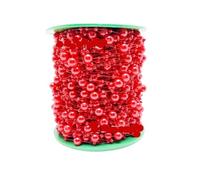 Perlas de cadena de cuentas, guirnalda de cadena, Guirnalda de flores con cadena de perlas artificiales for decoración de fiestas de bodas(Red_60 METER)