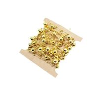 Perlas de cadena de cuentas, guirnalda de cadena, Rollo de 5 m de hilo de perlas, cadena de perlas de imitación, alambre de cuentas doradas metálicas for guirnalda de bricolaje, decoración de bodas y